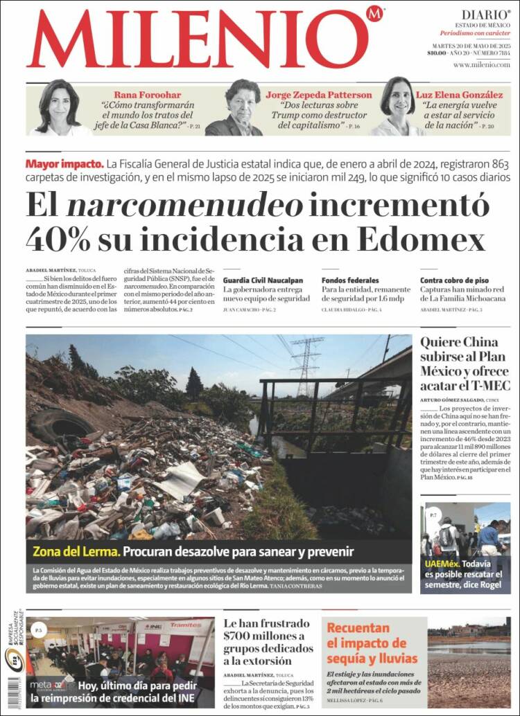 Portada de Milenio - Estado de México (México)