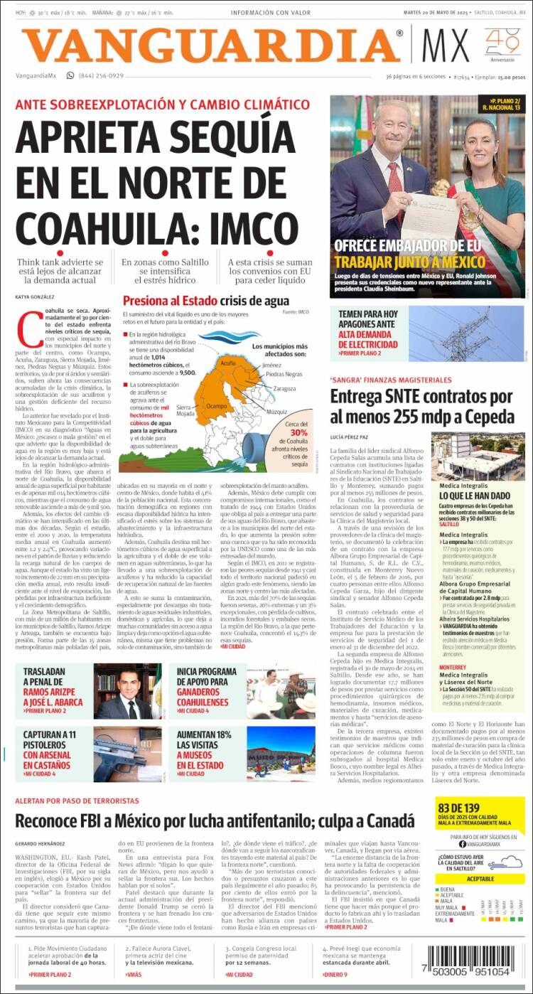Portada de Vanguardia (México)