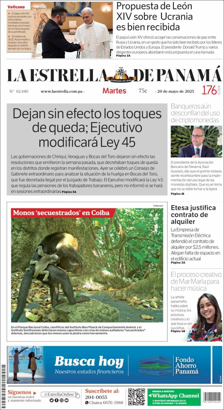 Portada de La Estrella de Panamá (Panamá)