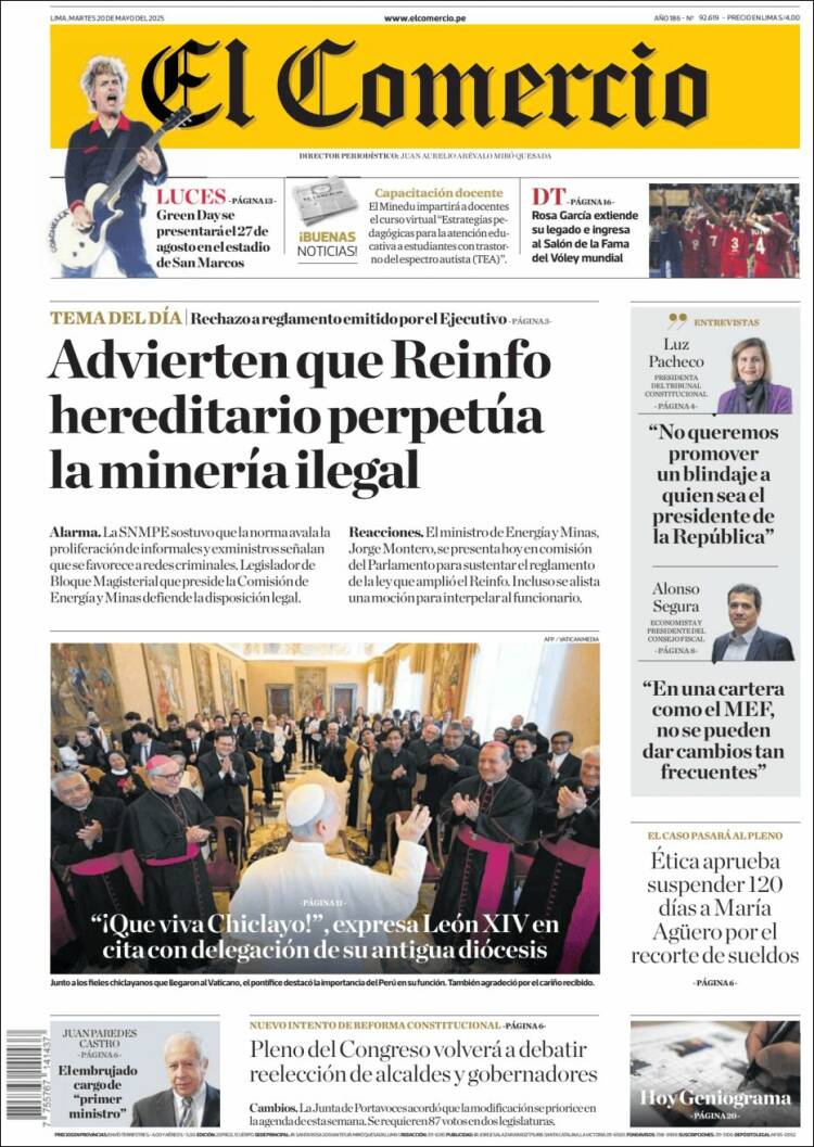 Portada de El Comercio (Pérou)