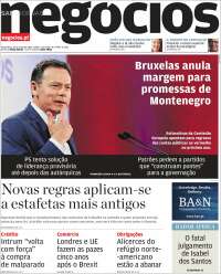 Portada de Jornal de Negócios (Portugal)
