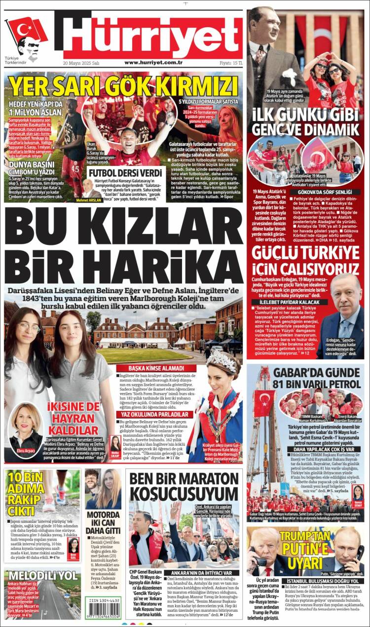 Portada de Hürriyet (Turquie)