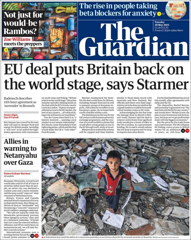 Portada de The Guardian (Reino Unido)