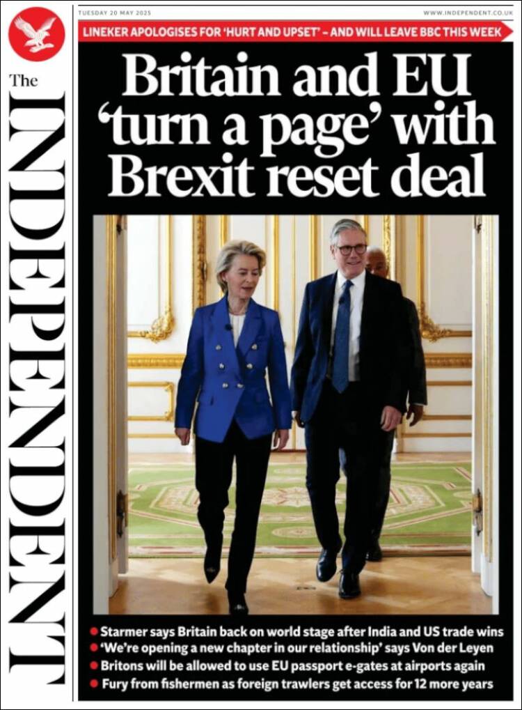 Portada de The Independent (Reino Unido)
