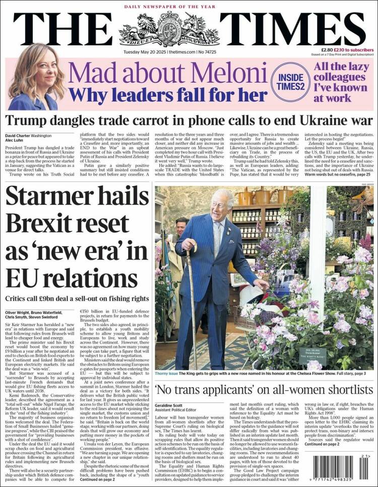 Portada de The Times (Reino Unido)