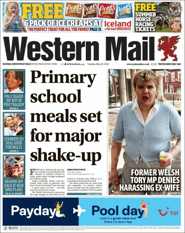 Portada de Western Mail (Reino Unido)