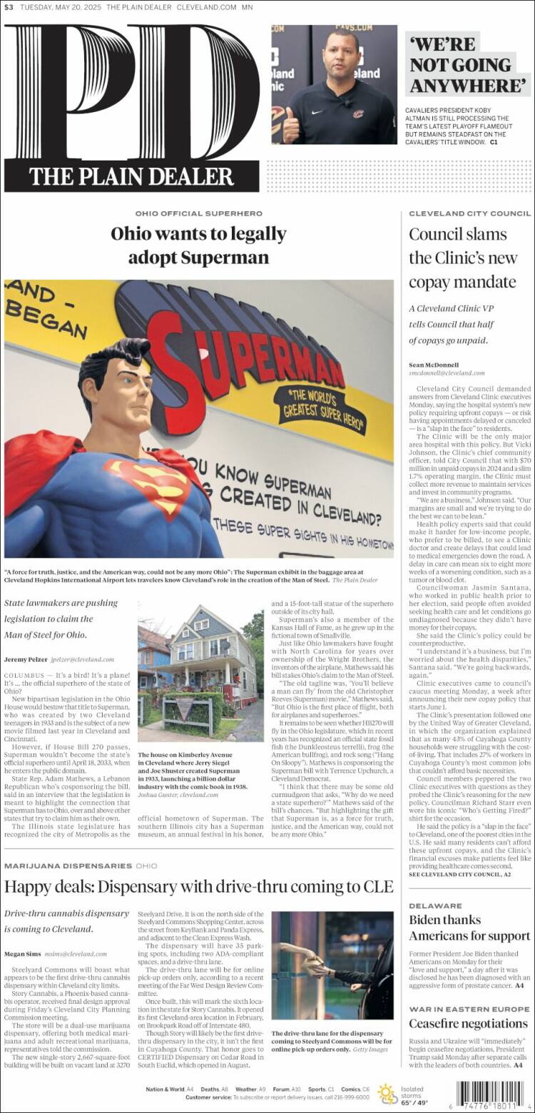 Portada de The Plain Dealer (USA)