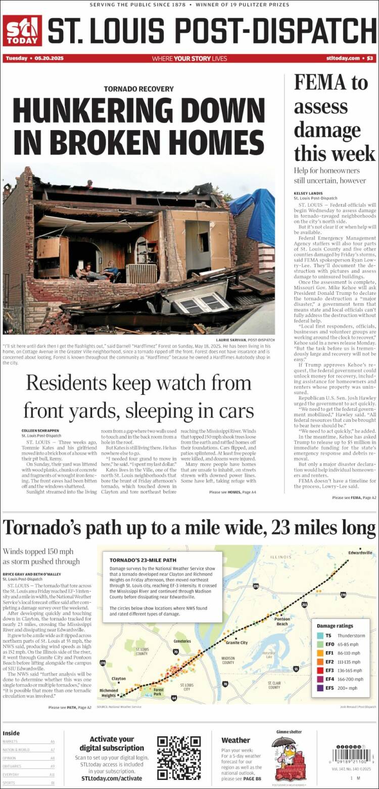 Portada de St. Louis Post-Dispatch (USA)
