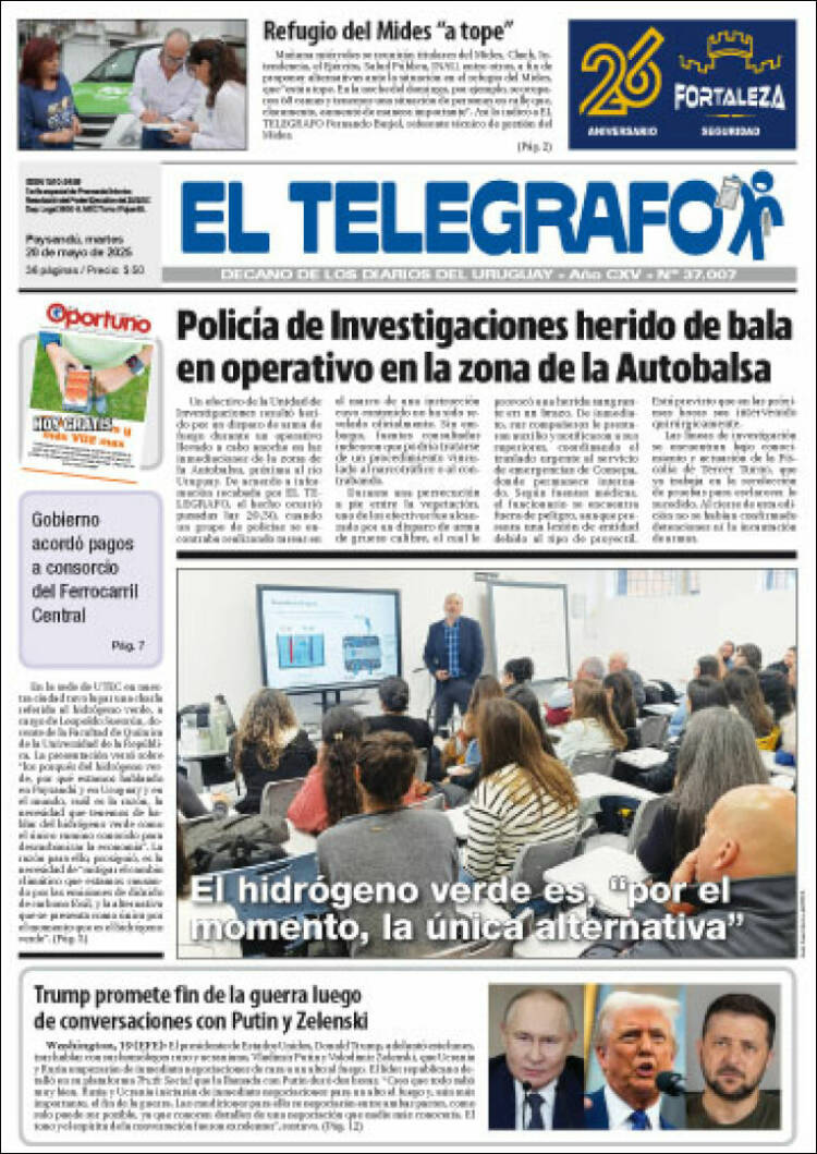 Portada de El Telégrafo (Uruguay)