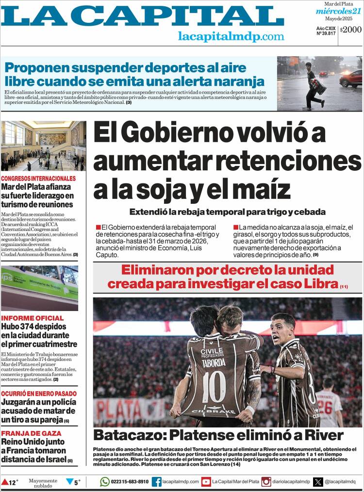 Portada de Diario La Capital - Mar del Plata (Argentine)