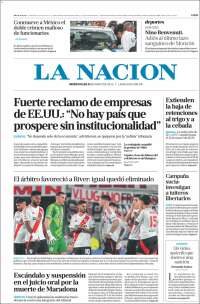Portada de La Nación (Argentina)