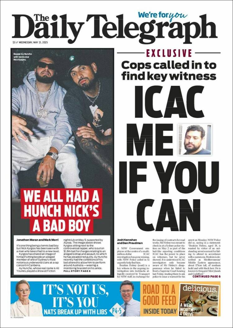 Portada de The Daily Telegraph (Australie)