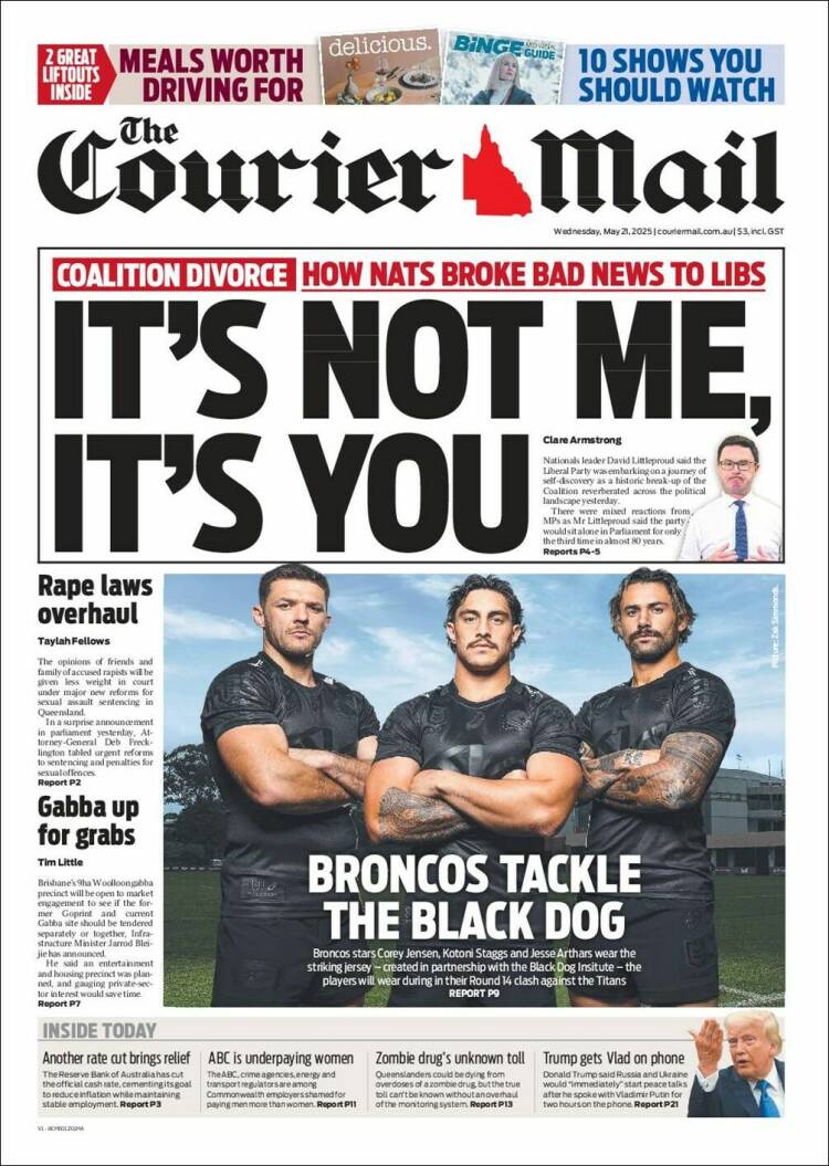 Portada de The Courier-Mail (Australie)