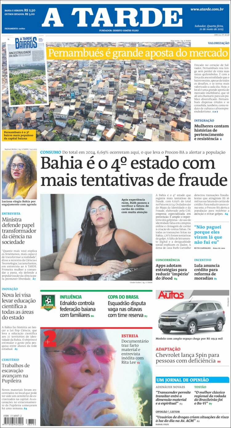 Portada de Diário A Tarde (Brésil)