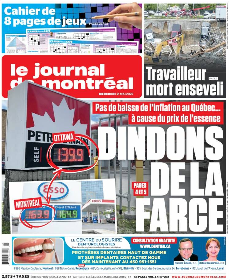 Portada de Le Journal de Montréal (Canada)