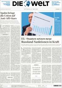Portada de Die Welt (Alemania)
