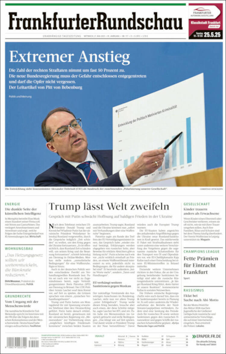 Portada de Frankfurter Rundschau (Alemania)