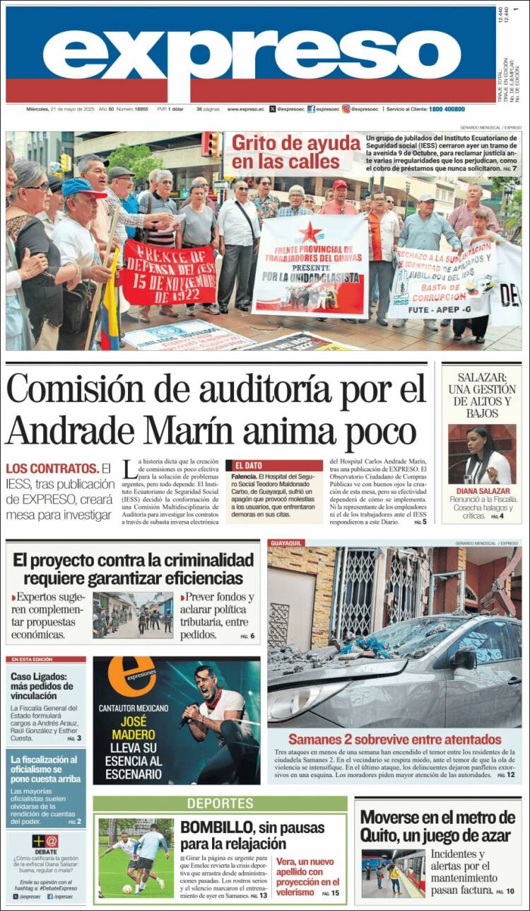 Portada de Expreso (Équateur)