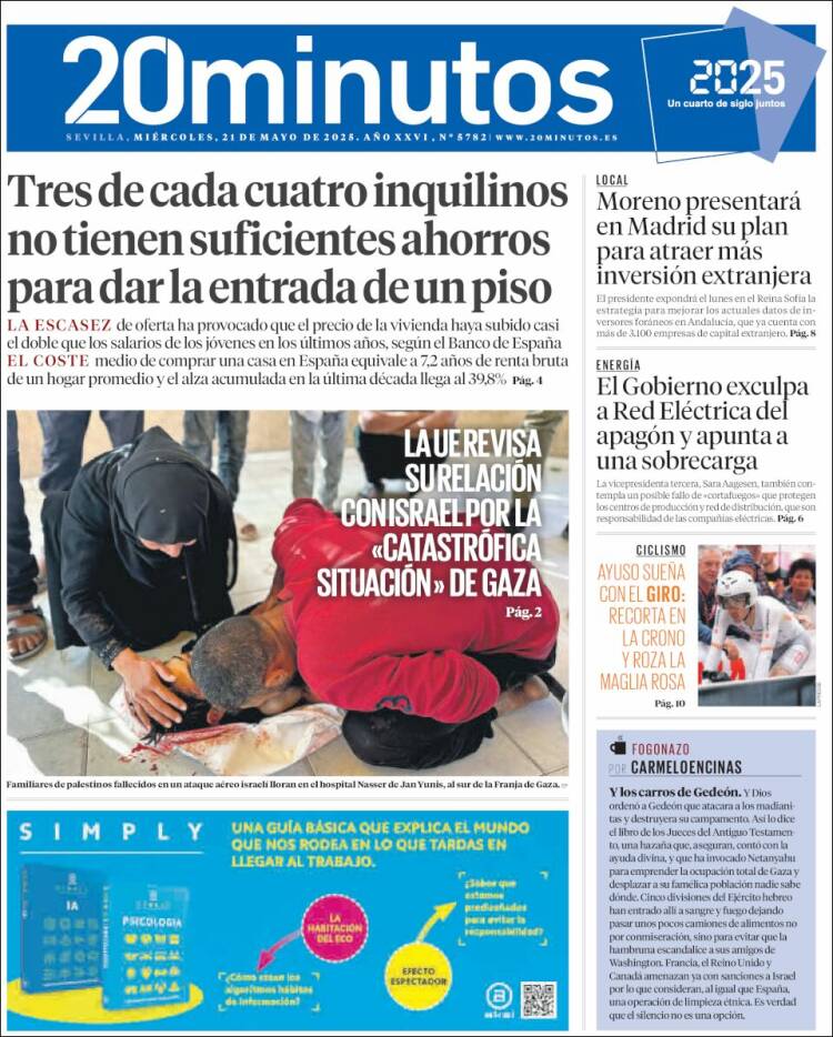 Portada de 20 Minutos - Sevilla (España)