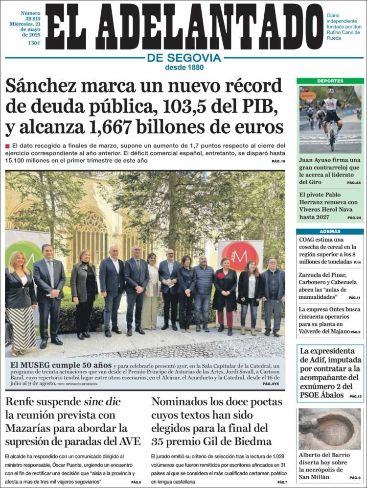 Portada de El Adelantado de Segovia (España)