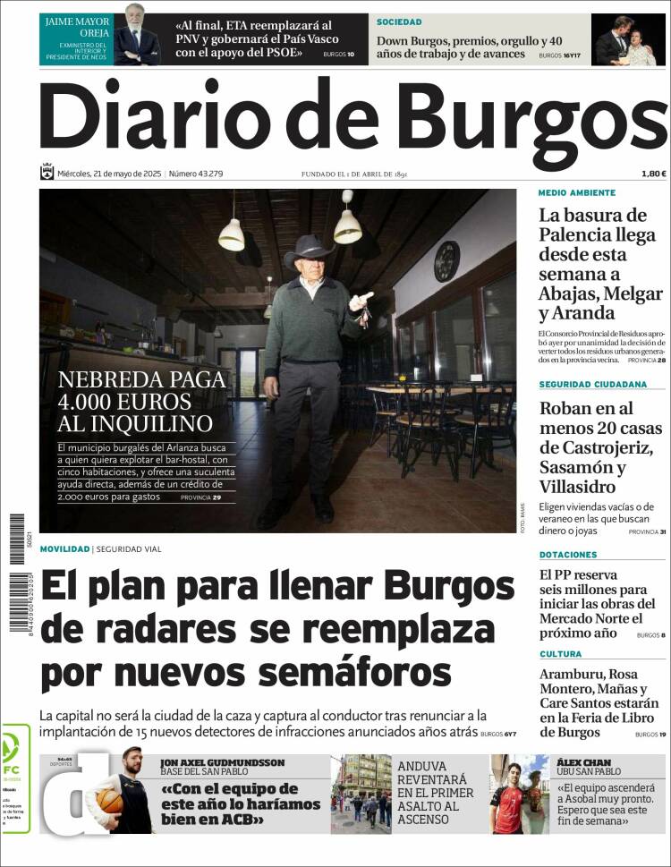 Portada de Diario de Burgos (España)