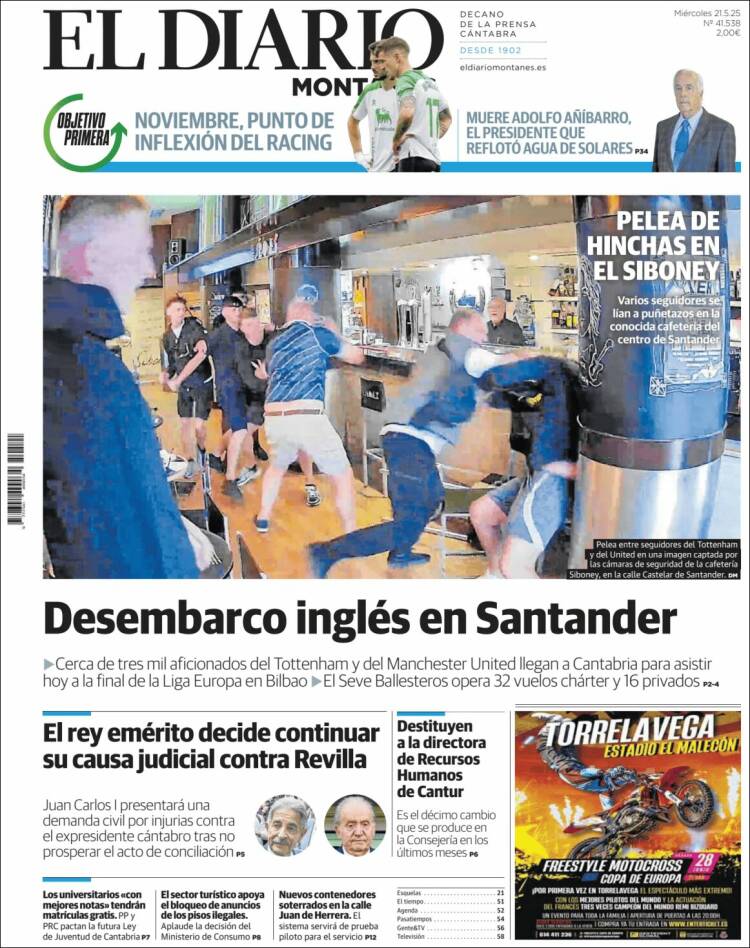 Portada de El Diario Montañés (España)