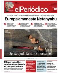 Portada de El Periódico de Catalunya (España)