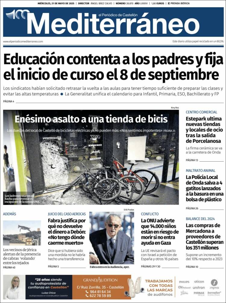 Portada de El Periódico Mediterraneo (España)
