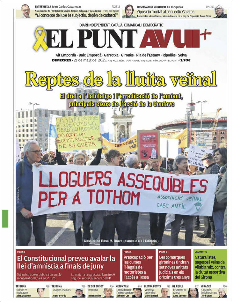 Portada de El Punt Avui - Girona (España)