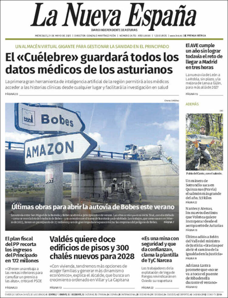 Portada de La Nueva España (España)