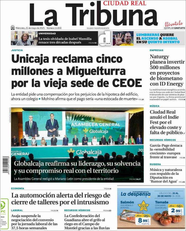 Portada de La Tribuna de Ciudad Real (España)