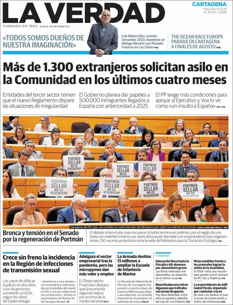 Portada de La Verdad de Cartagena (España)