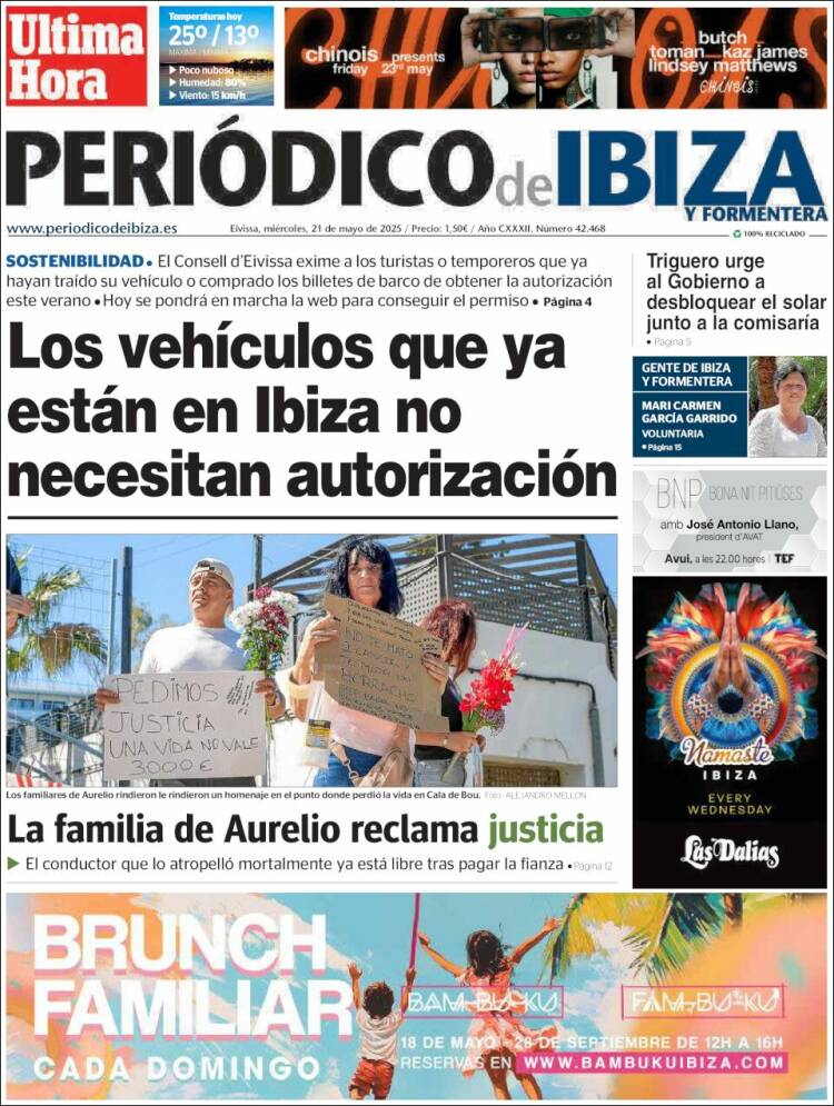 Portada de Periódico de Ibiza (España)
