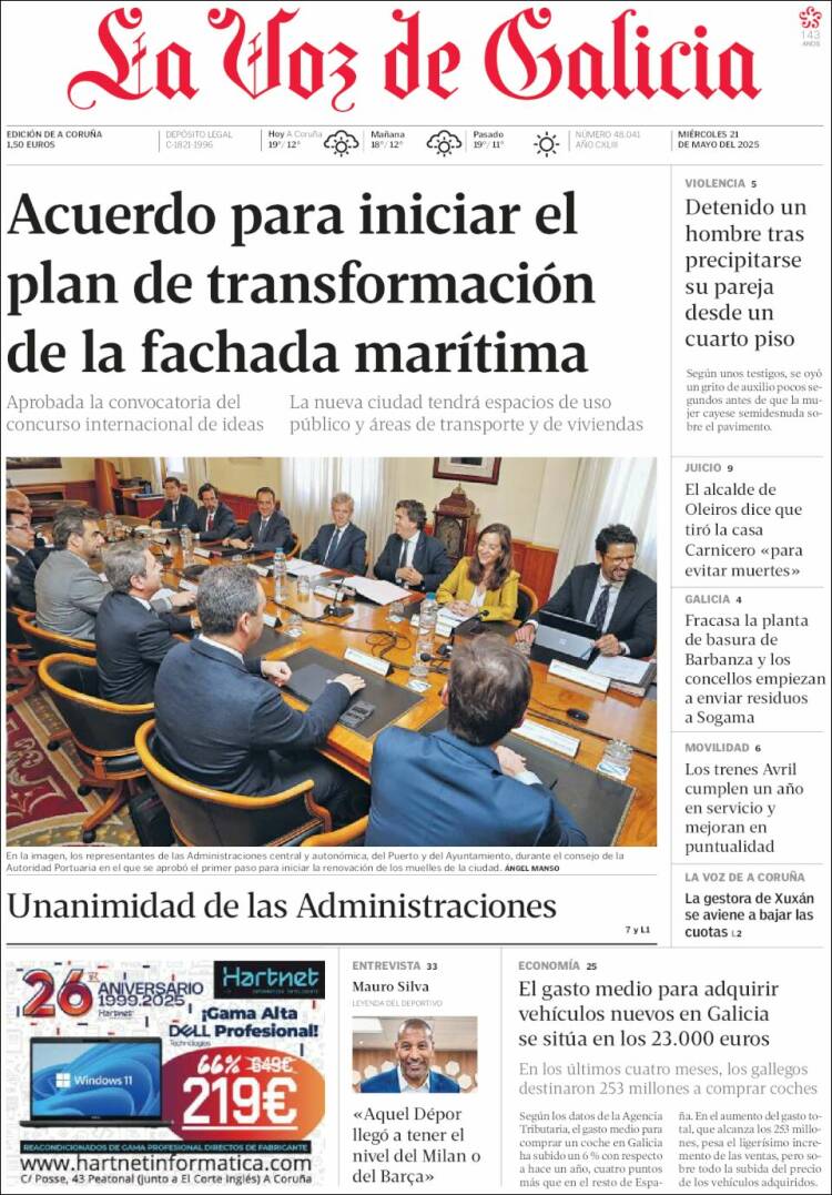 Portada de La Voz de Galicia (España)