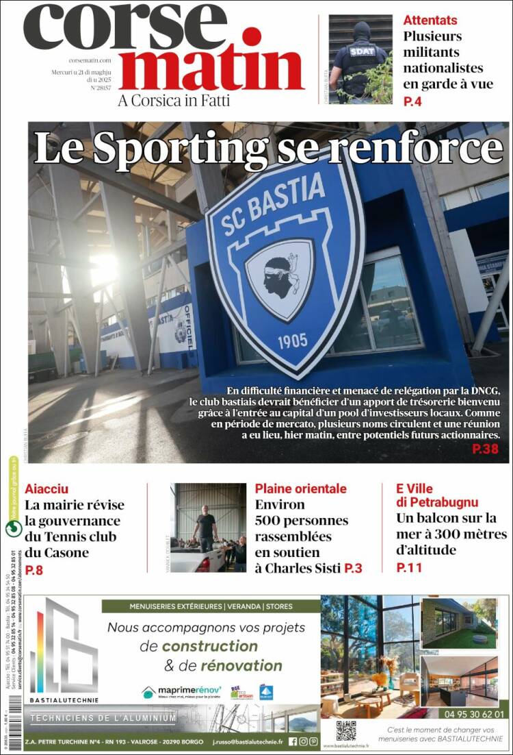 Portada de Corse-Matin (France)