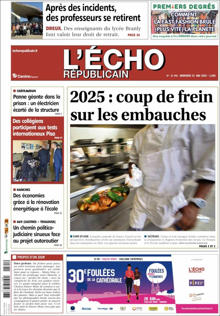 Portada de L'Echo Républicain (Francia)