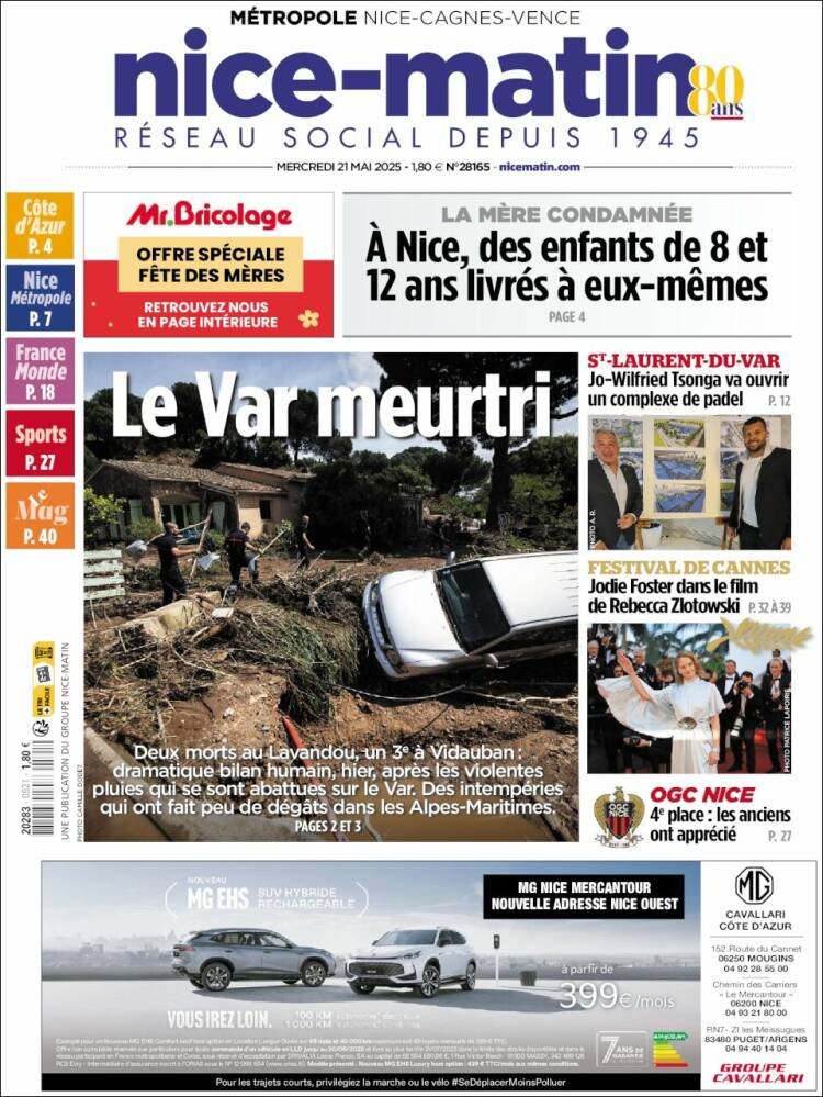 Portada de Nice-Matin (France)