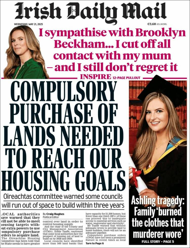 Portada de Irish Daily Mail (Irlande)