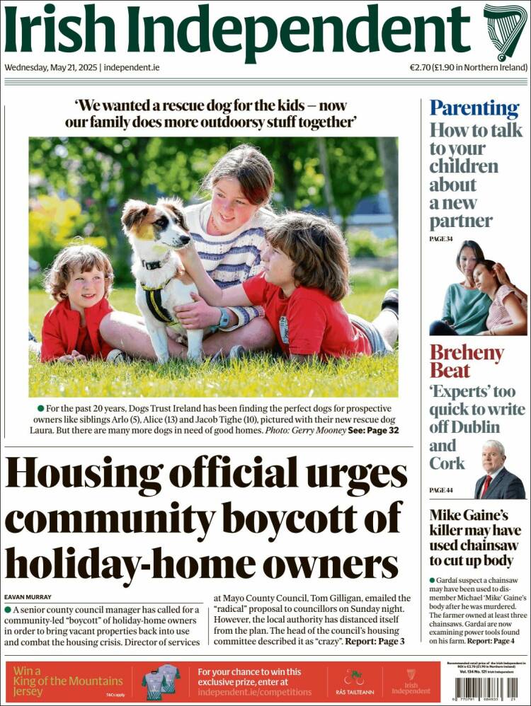 Portada de Irish Independent (Irlande)