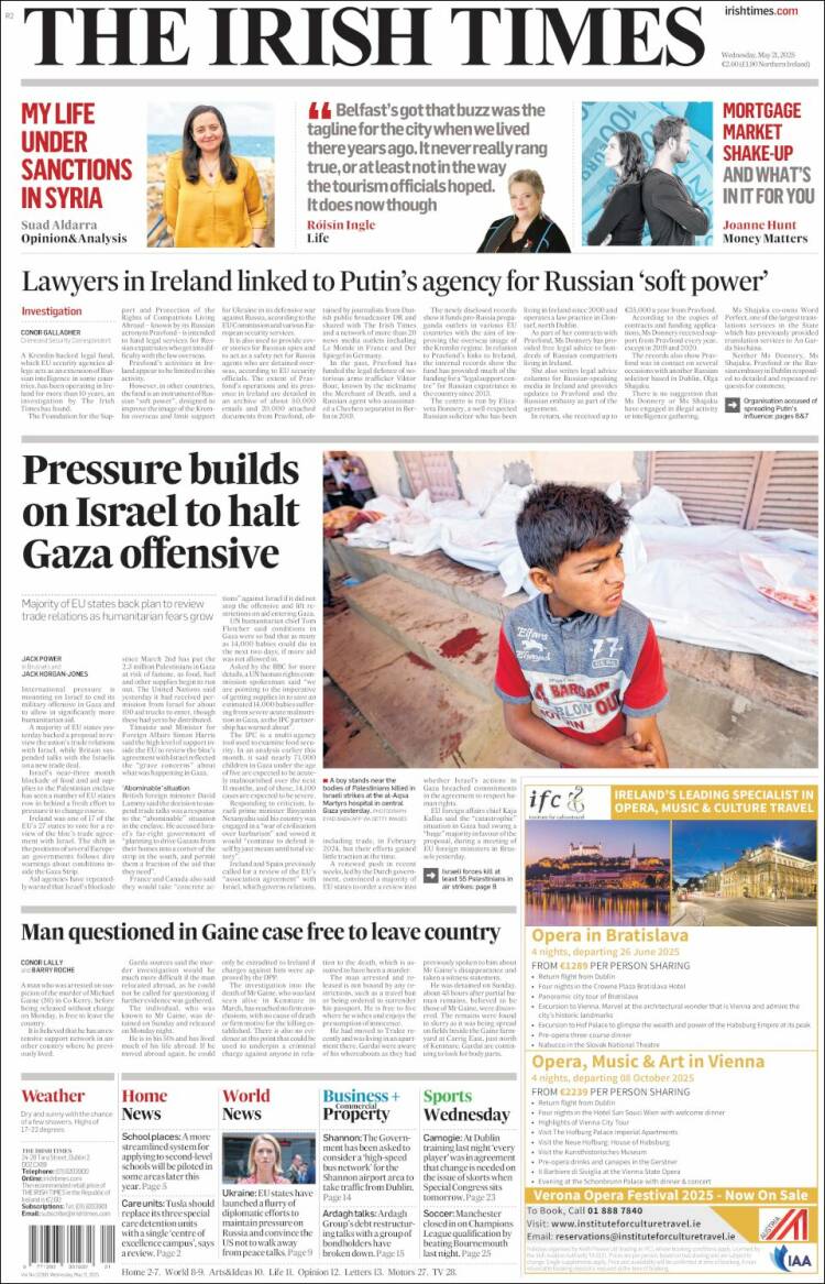 Portada de Irish Times (Irlande)