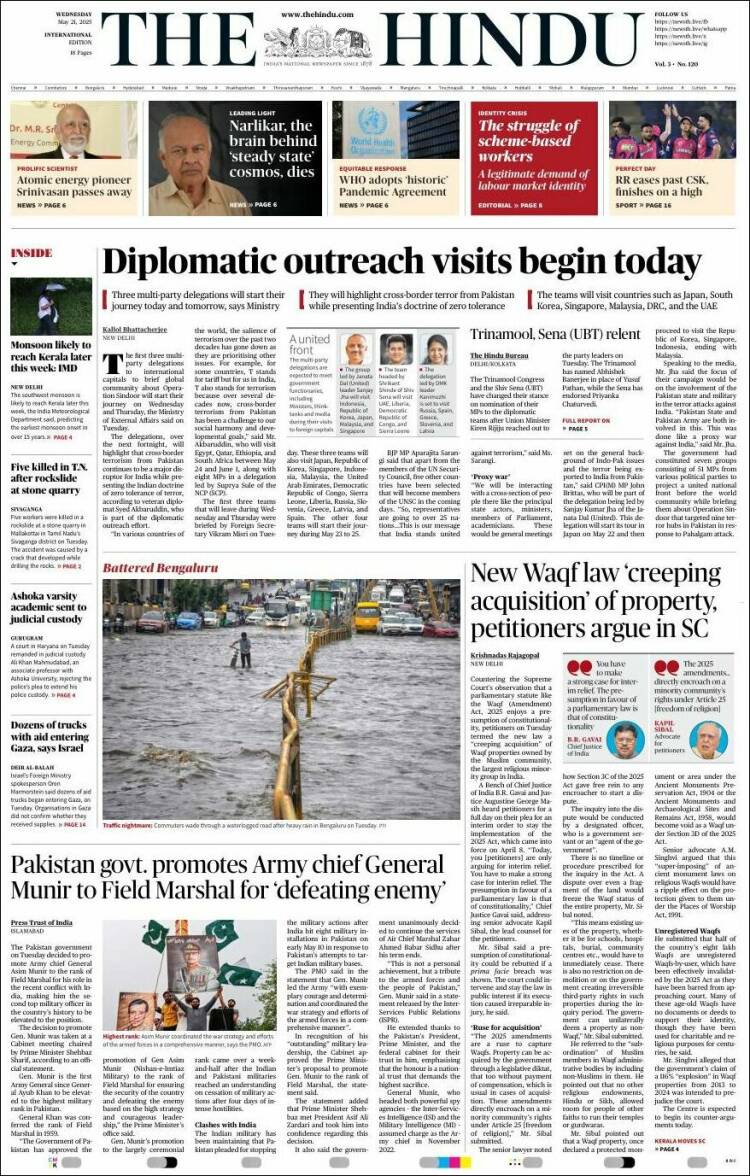 Portada de The Hindu (Inde)