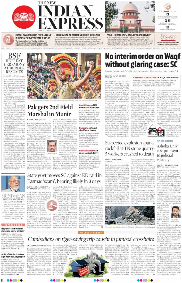 Portada de New Indian Express (Inde)