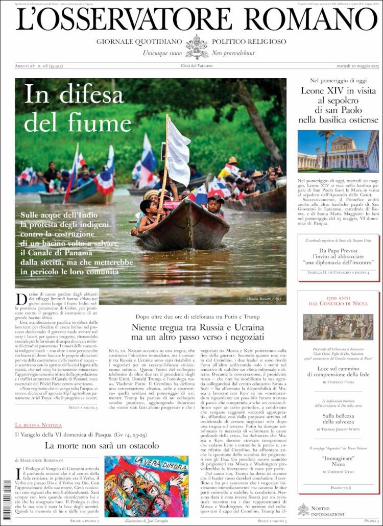 Portada de L'Osservatore Romano (Italie)