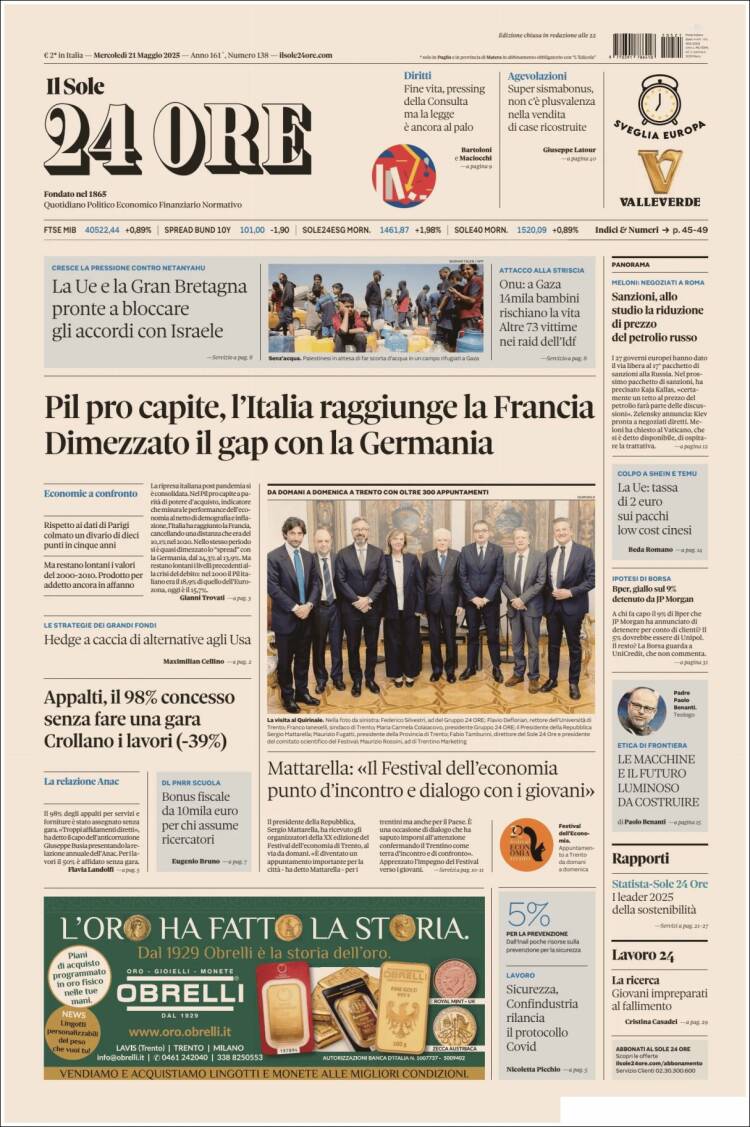 Portada de Il Sole 24 ORE (Italie)