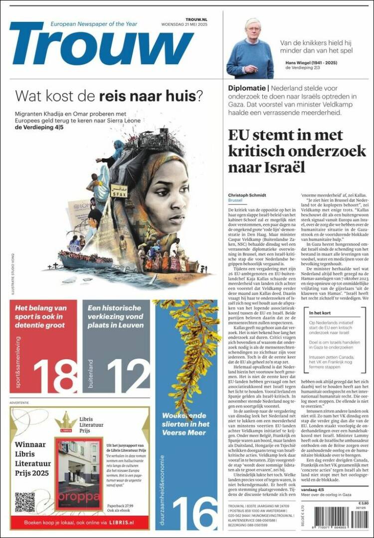 Portada de Trouw (Pays-Bas)