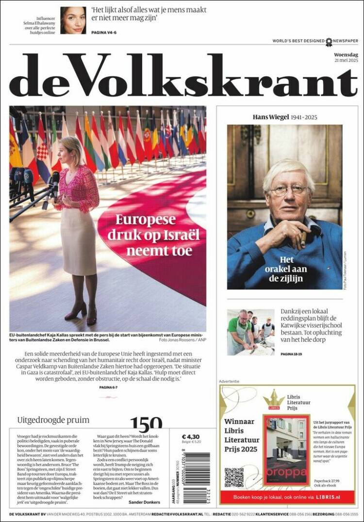 Portada de De Volkskrant (Pays-Bas)