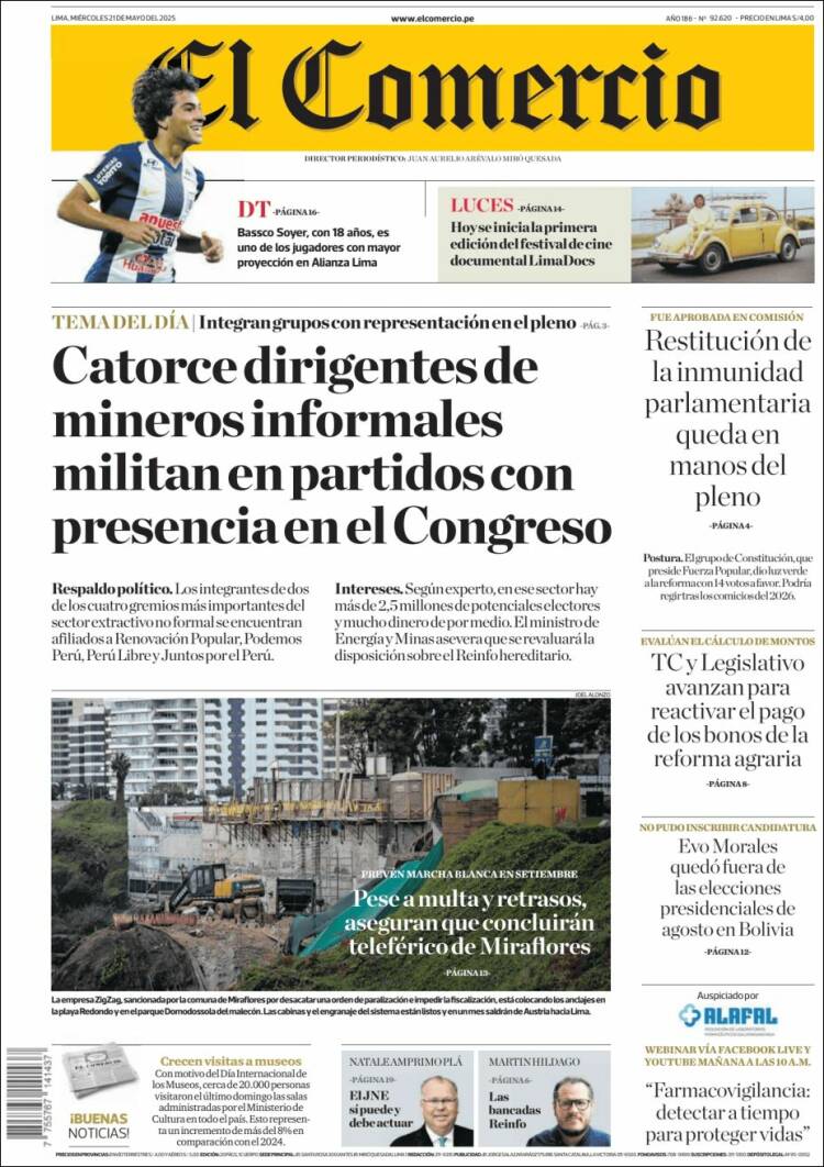 Portada de El Comercio (Perú)