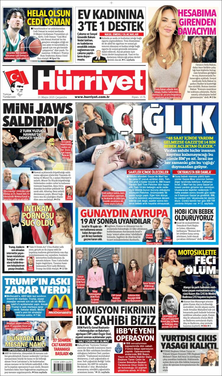 Portada de Hürriyet (Turquie)