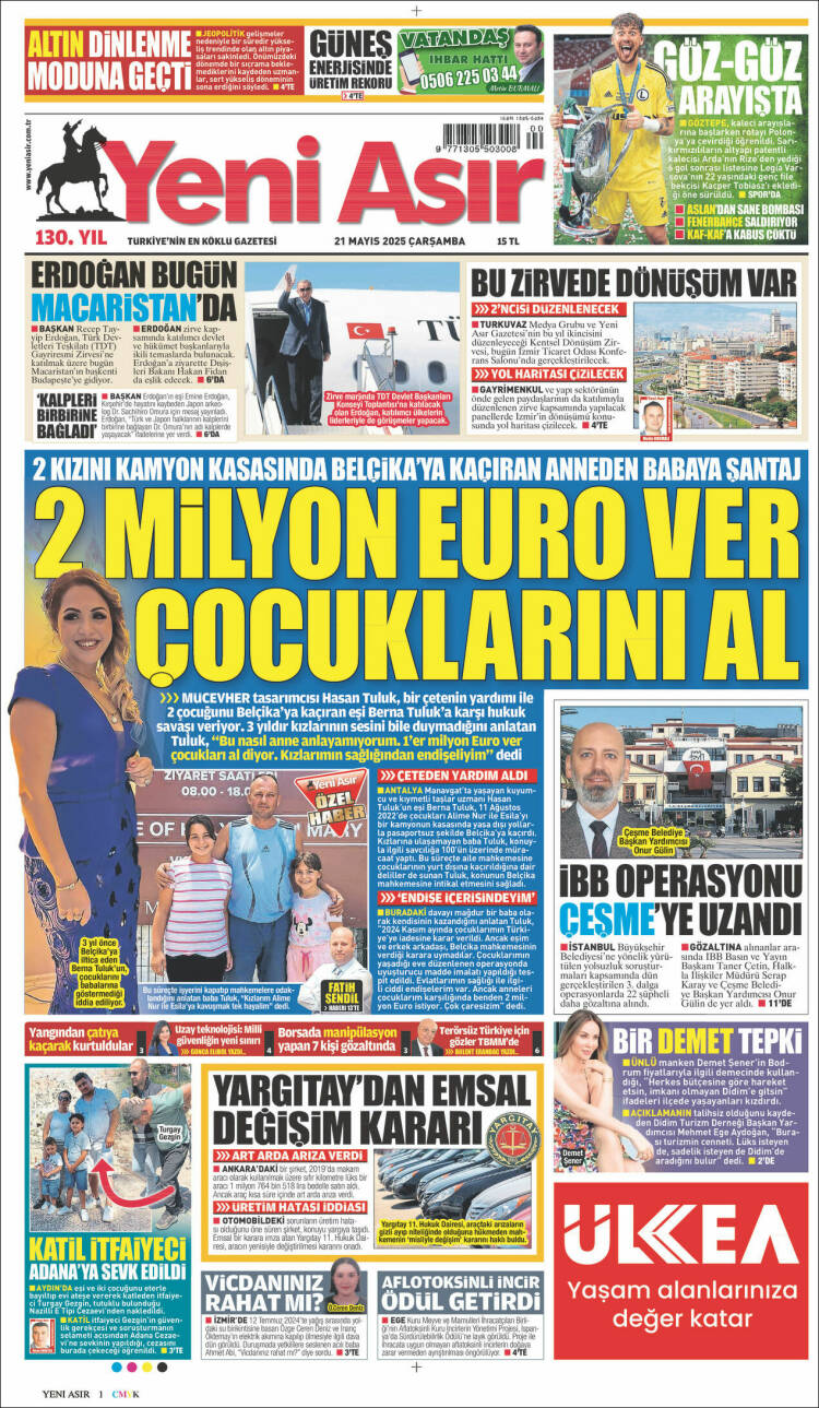 Portada de Yeni Asır (Turquie)