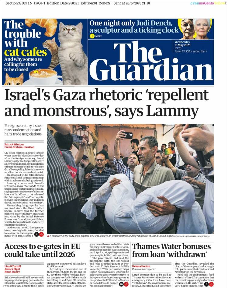 Portada de The Guardian (Royaume-Uni)